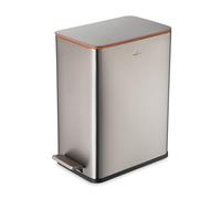 RED FACTOR Slim 10L Pedal Bin for Narrow Spaces - Stainless Steel Waste Bin with Soft-Close Lid and Removable Inner Bucket for Bathroom, Kitchen, Bedroom or Office (Metallic Grey)