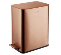 RED FACTOR Slim 10L Pedal Bin for Narrow Spaces - Stainless Steel Waste Bin with Soft-Close Lid and Removable Inner Bucket for Bathroom, Kitchen, Bedroom or Office (Copper)