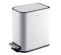 RED FACTOR Slim Small 5L Pedal Bin for Narrow Spaces - Stainless Steel Waste Bin with Soft-Close Lid and Removable Inner Bucket for Bathroom, Kitchen, Bedroom or Office (Metallic White)