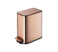 RED FACTOR Slim Small 5L Pedal Bin for Narrow Spaces - Stainless Steel Waste Bin with Soft-Close Lid and Removable Inner Bucket for Bathroom, Kitchen, Bedroom or Office (Copper)