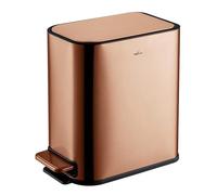 RED FACTOR Slim Small 5L Pedal Bin for Narrow Spaces - Stainless Steel Waste Bin with Soft-Close Lid and Removable Inner Bucket for Bathroom, Kitchen, Bedroom or Office (Copper)