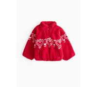 Red Fairisle Hearts Quarter Zip Borg Fleece 5-6 years