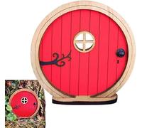 Red Fairy Garden Door - Tree & Outdoor Trunk Decoration, DIY Miniature Ornament for Gardens & Lawns, Fairytale Tiny House Door, Cute Miniature Building Gift