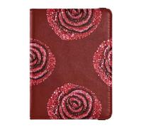 Red Fake Sequin Rose Leather decorative passport book holder Vaccine Card Holder Cover Combo Passport Cover Holder Wallet Case Lightweight, Red fake sequin rose, One Size