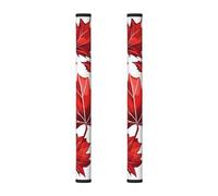 Red Fall Maple Leaf 2Pcs Refrigerator Door Handle Covers, Autumn Leaves Kitchen Appliance Handle Cover for Fridge Microwave Stove Oven Dishwasher Decor