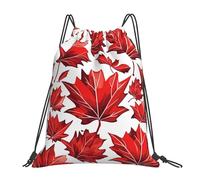 Red Fall Maple Leaf Autumn Leaves Women Men Gym Sack Lightweight Drawstring Backpack Foldable Drawstring Bag For Beach Sports Hiking