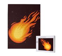 Red Falling Fireball Flame Pattern,500 Pieces Wooden Jigsaw Family Game Jigsaw Puzzles for Adults Teens