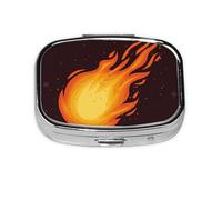 Red Falling Fireball Flame Pattern,Meta Pill Box 2 Compartment Medicine Case,Portable Organizer,Rectangle Meta Portable Organizer Pill Box 2433 Compartment Medicine Case