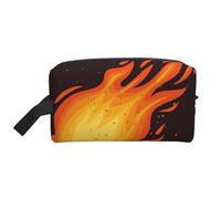 Red Falling Fireball Flame PatternLarge Capacity Cosmetic Organizer,Travel Makeup Bag for Women