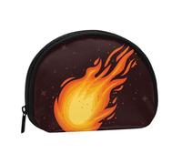 Red Falling Fireball Flame PatternSmall Makeup Sanitary Napkin Storage Bag,Women's Cosmetic Coin Purse