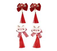 Red Fan Shaped Hair Bow Clips for Girls 2 Pairs Chinese