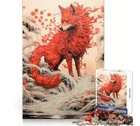Red Fantasy Fox Jigsaw Puzzle for Adults 1000 Pieces Mind Puzzle Calm Pastime Image Assembly Lovely Present (38x52cm)