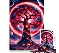 Red Fantasy Space Tree 1000 Piece Jigsaws for Adults Puzzle Mind Exercise Toy Family Bond Precision Cut Creative Gift (38x26cm)