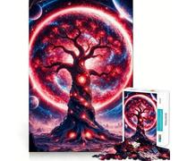 Red Fantasy Space Tree 1000 Piece Jigsaws for Adults Puzzle Mind Exercise Toy Family Bond Precision Cut Creative Gift (38x26cm)