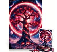 Red Fantasy Space Tree Jigsaw Puzzles for Adults1000 Piece Brain Teaser Home Leisure Image Assembly Birthday Gift (50x75cm)