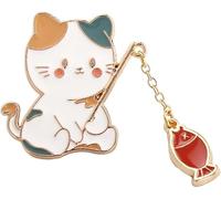 Red Fashion Cat Fishing Design Metal Enamel Brooch,for Women Men Jewelry Accessories Friend Gift Decoration Badge Pin Brooches and Pins, no gemstone