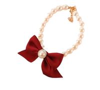 Red Fashions Dog Collar, Pet Pearl Necklace Diamond Crystal Cats Collar, Kitten Puppy Jewelry Collar for Puppy Pets Collar Accessories Decorative Dog Leash(M 25-31cm)