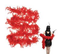 Red Feather Boa - 2 Meters Long Fluffy Boa For Women's Crafts, DIY, Fancy Dress, Christmas, Carnival, Dancing, Wedding, Party