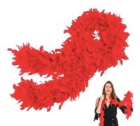 Red Feather Boas Thick Fancy Dress for Women,Girls,80g 2m/6.6ft Natural Turkey Feather Boa Red,Party Fluffy Boa Feather Scarffor Bulk for Adult,Kids,Wedding Bachelor Halloween Christmas Party