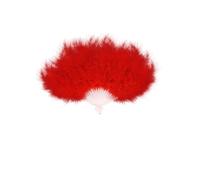 RED FEATHER HAND FAN LADIES BURLESQUE FANCY DRESS COSTUME by Henbrandt