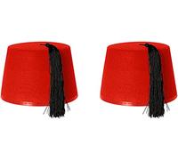Red Felt Fez Hat with Black Tassel - Pack of 1 - Iconic Turkish and Arabian Style Headwear - Perfect for Time Travelling Doctor Fancy Dress Cold War Themes and Novelty Party Costumes