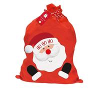 Luxury Santa Sack Large Red Felt Christmas Presents Bag - 72cm x 49cm Drawstring Gift Sack with Ho Ho Ho Ribbon & Santa Claus Design - Kids Christmas Stocking Alternative for Gifts & Toys
