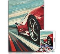 Red Ferrari Speeding Jigsaw Puzzles1000 Pieces Educational Mental Focus Game Heartwarming Special Present Idea Size 38x52cm
