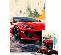 Red Ferrari Watercolor Jigsaw Puzzles for Teenagers 1000 Piece Thought Toy Calm Escape Precise Edge Amazing Present (50x75cm)