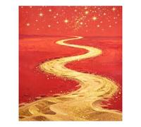 Red Field Golden Winding Path Dishwasher Covers with Magnetic Clean Dirty Clean Dirty Kitchen Dishwasher Front Panel 23 x 26 Inch