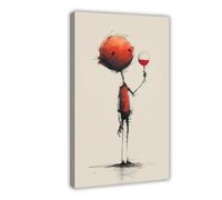 Red Figure Wine Canvas Poster for Dorm Room Decor Gift | Frame-style, Multiple sizes, Multiple frame styles, Wall Art, Decor Picture, Home Decor