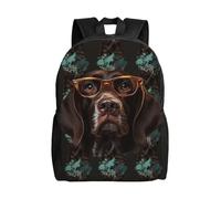 Red Fire and Rescue Truck Travel Backpack for Women Men 15.6 inch Laptop Backpack Waterproof Work Business Daypack, German Shorthaired Pointer in Glasses, One Size, Travel Backpacks