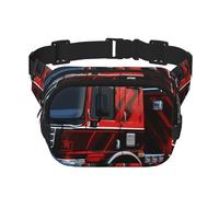 Red Fire and Rescue Truckwaist Bag for Men Women - Adjustable Double Fanny Pack for Travel, Sports, and Daily