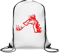 Red Fire Breathing Dragon Gym Sack Casual Drawstring Bag White