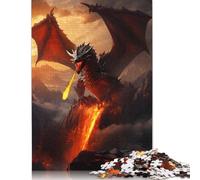 Red Fire Elder Dragon Puzzles 500 Pieces Wooden Puzzles Puzzle for Adults Brain Teaser Puzzles For Adults 500pcs (52x38cm)