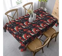 Red Fire Skull Cowboy Boots Print Table Cover Washable Table Cloths Dust-Proof Tablecloths For Holiday Decoration 137X183Cm