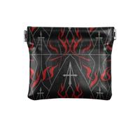 Red Fires Black Fashion PU Leather Change Purse Decorative Mini Cosmetic Case for Men Women Travel monedero Pequeno para Mujer