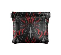 Red Fires Black PU Leather Change Purse Fancy Mini Purse Wallet for Men Women Travel