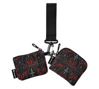 Red Fires Black Women's Card Cases Change Holder Slim Detachable Credit Card Wallet Case with Zipper Pocket for Work Travel 2 Pcs Wallet para tarjetas
