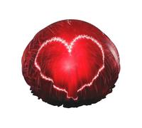 Red Fireworks Shower Cap for Women Men, Adjustable Reusable Shower Bonnet Double Layer Waterproof Bath Caps, EVA Lining, Elastic Band Hair Cap for All Hair Lengths