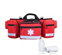 Red First Aid Waist Bag - Reflective Area Belt Pack for Medical Kits | Large Capacity Outdoor Aid Organiser for Camping, Sports Events, Ball Games, Quick Pull Bag for