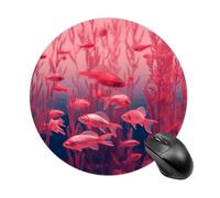 Red Fish Gaming Mouse Pad Non-Slip Rubber Base Waterproof Round Mouse Pads for Desk Personalized Gaming Mousepad for Laptop Computer Home Office Decor Desk Accessories 7.8x7.8 Inch