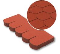 NOVECRAFTO Premium Asphalt Roof Shingles, 25 Pcs, Fish Scales Design, Red | Covers 3 sqm, 80 x 31.5cm pieces, nails included, fibreglass reinforced, UV, fire & weather resistant, heavy-duty, recyclable