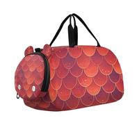Red Fish Scale Spark Duffel Bag with Shoes Compartment Lightweight Kids Overnight Duffel Bag for Boys and Girls