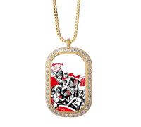 Red Flag Mao Ze Quotes Red China Necklace Pendant Diamond Crystal Golden Jewelry
