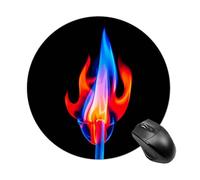 Red Flame and Blue Water Mousepad Waterproof Gaming Mousepads with Non-Slip Rubber Base Round Computer Mousepad with Stitched Edges for Desk Pad 7.8 Inch