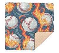 Red Flame Baseball Large Non-Slip Baby Gym & Activity Mat for Floor Portable Activity Gym Mat for Babies Infants Toddlers, 50'' x 50''