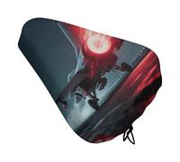 Red Flame Fighter Bike Seat Cover Waterproof Oxford Fabric, Universal Adjustable Bicycle Saddle Cover with Drawstring Easy Install Protective Rain Dust Covers for Women Men