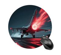 Red Flame Fighter Round Mouse Pad 7.8 Inch, Portable Gaming Mouse Mat with Non-Slip Rubber Base & Smooth Surface, Waterproof Mousepad for PC, Laptop, Computer, Office, Home