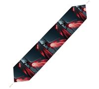 Red Flame Fighter Table Runner for Dining Table, Short Plush Runners Washable & Durable Tablerunner Modern Home Decor for Wedding, Kitchen, Holiday 178*33cm