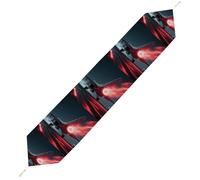 Red Flame Fighter Table Runner for Dining Table, Short Plush Runners Washable & Durable Tablerunner Modern Home Decor for Wedding, Kitchen, Holiday 229*33cm